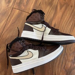 Limited edition Sherpa lined brown and tan Jordans